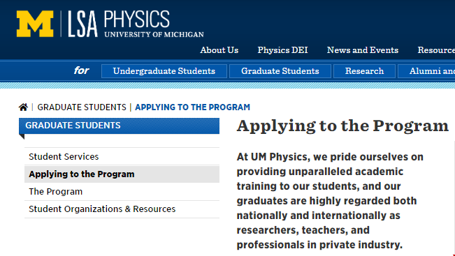 美国密西根大学物理学博士申请条件