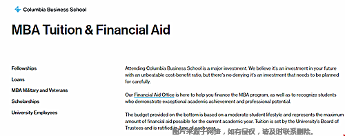 哥伦比亚大学商学院MBA费用多少？