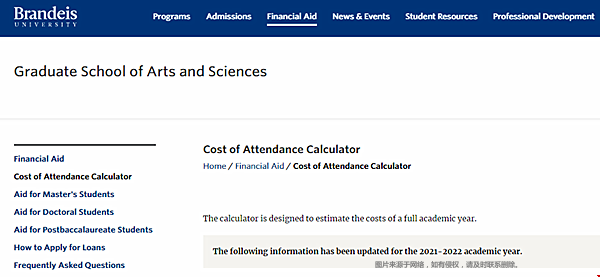 布兰迪斯大学文理研究生院学费多少？