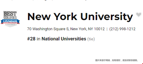 纽约大学美国排名第28